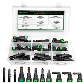 Japtend Fuel Line Repair Kit, 30pcs Fuel Line Quick Connector Assortment Kit 11 Size Hose Release Connect Straight Elbow Pipe Connector Fittings SAE 6.3mm to 11.8mm