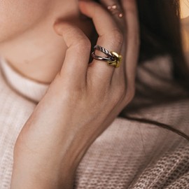 Aprilery Gold and Silver Cross Rings for Women, Fashion Statement Ring X Knot Band Chunky Twisted Cable Wire Ring Jewelry Gifts for Her (X Knot, 9)