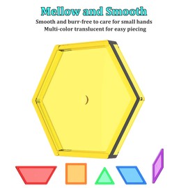 EXBEPE Translucent Pattern Blocks for Classroom 140 Pcs Kids Light Table Manipulatives Toys Education Learning Geometric Shapes