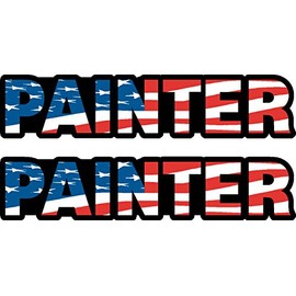 Painter,(2-Pack) US Flag, I Make Decals, Patriot, Patriotic, Hard Hat, Vinyl, Decal, Sticker