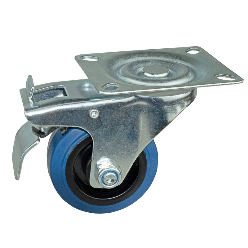 HRB Transport Castors, Set of 4, 80 mm, Blue Wheels,