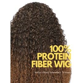 YKHJH 26 Inch Curly Synthetic Lace Front Wigs Pre Plucked Protein Fiber Kinky Curly 4x1 HD Lace Front Wigs Water Wave Hair Wear and Go Glueless Balayage Wigs (HL2/30)