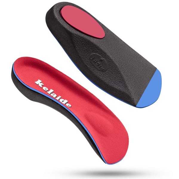 Kelaide 3/4 Orthopaedic Insoles, Comfort Soft Shoe Insoles for Flat Feet, Plantar Fasciitis, Foot Pain, Women & Men Work Shoes Insoles - Red -