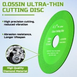 LUNVITO Glass Cutting Disc 5 Pcs Diamond Blades for Angle Grinder 4-1/2" x 7/8" Tile Blade Ultra-Thin Saw Blade Wheel for Cutting Grinding Glass Tile Crystal Ceramic Jade Wine Bottles