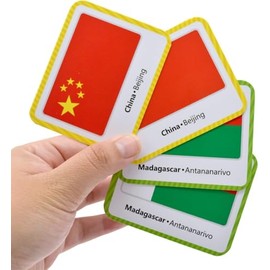 Menique. Juego de Memoria de Banderas del Mundo. 50 Pares de países. Bandera, país y Capital