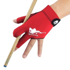 Roaming Quick Dry Breathable Billiard Shooter Glove Carom Pool Snooker Cue Sports Glove Fits Left Hand (Red, Left Hand, L/XL)