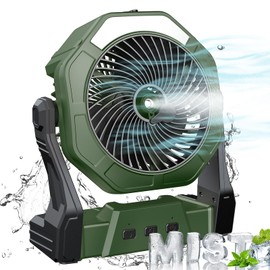 Ausic Portable Misting Fan, Outdoor Fans for Patios with Water Mist, 20000mAh Rechargeable Battery Personal Cooling Fan with Mister, 8-Inch, 250mL Water Tank & LED Lantern, for Home, Outside, Camping