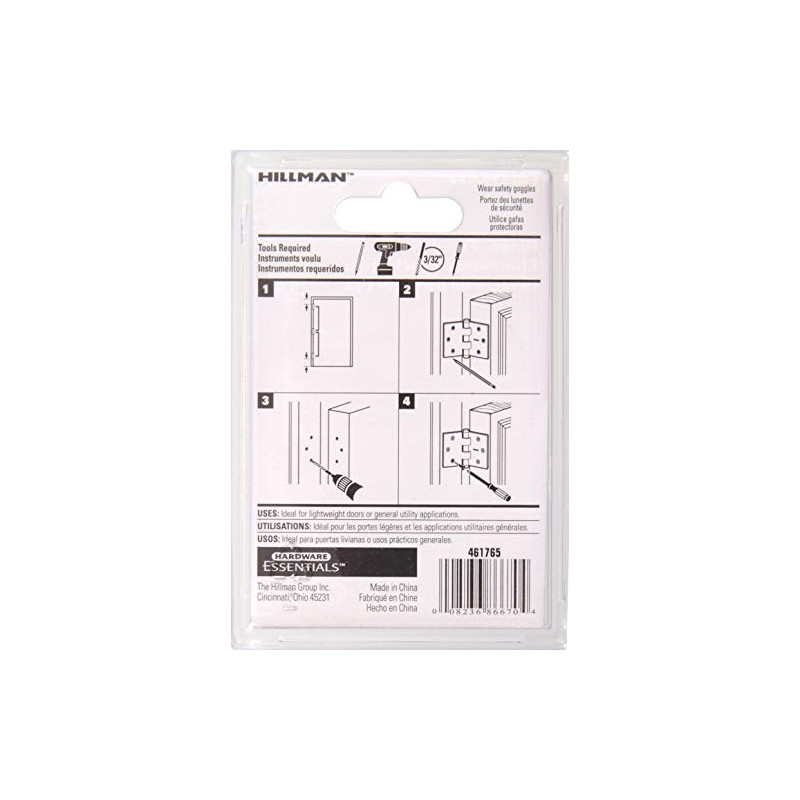 Hardware Essentials 851720 Light Narrow Door Hinges and Fixed Pin