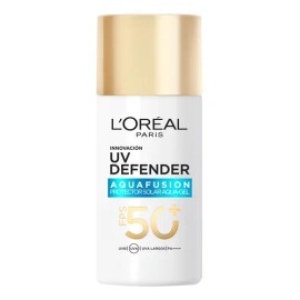 L'Oréal Paris UV Defender Aquafusion Protector Solar Diario FPS50+, Protector Solar Aqua-Gel, Previene Manchas Solares y Arrugas, Absorción Rápida en 3 Segundos, 50ml