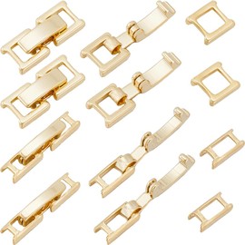 SUNNYCLUE 1 BOX 16 SETS 16mm Real 24k Gold Plated Brass Bracelet Extender Clasp Fold Over Clasps Necklace Extension Extenders Fastener Clasps for jewellery Making Bracelets Necklaces Women Diy Crafts