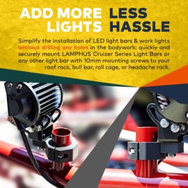 LAMPHUS Off-Road ATV UTV Light Bar Mounts Mounting Bracket Mini Bar Clamp Kits [0.75"/1"/1.25" Inch] [Vertical Bar] [Aluminium] [2 Unit] Bull Bar UTV Roll Bar Clamp Tube Roll Cage Clamps Mount