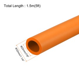 sourcing map Foam Grip Tubing Handle Grips 22mm(7/8") ID 32mm OD 5ft Orange for Utensils, Fitness, Tools Handle Support