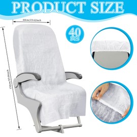 SmoothNovelty 10 Pack Disposable Airplane and Public Thickened Seat Cover Non-Woven Fabric Safety Protection Seat Cover Safety Protection Protector for Train (59.06 x 23.62 Inches,White)