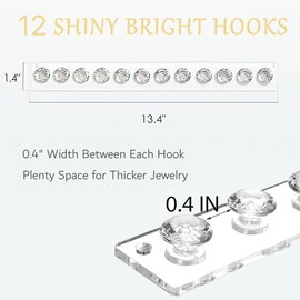 2 Pack Necklace Hangers Acrylic Necklaces Holder Wall Mounted Jewelry Organizer Hanging with 12 Diamond Shape Hooks, Jewelry Hangers for Necklace NAGUA