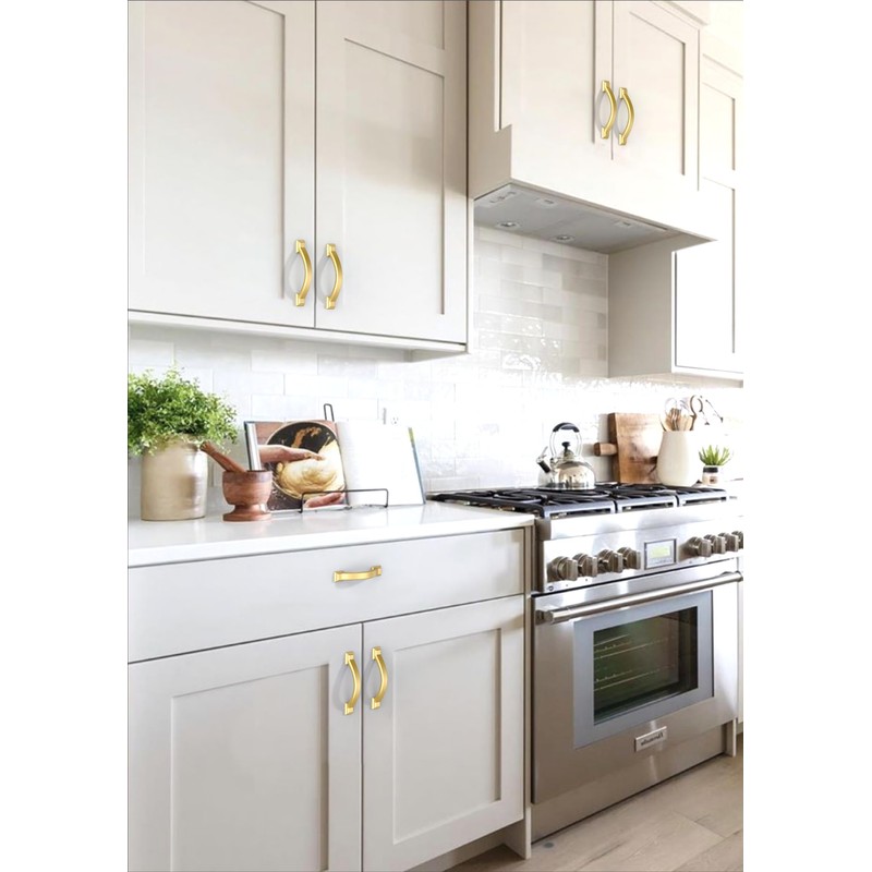 Asimerdeco 10 Pack Brushed Gold Cabinet Pulls 3 Inch(76mm) Kitchen