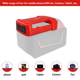 2Pack USB Charger Adapter for Milwaukee 18V Battery, for Milwaukee USB Charger Adapter 18V with USB-A & Type-C Fast Charging Interface USB Charger, for Milwaukee M18 Battery