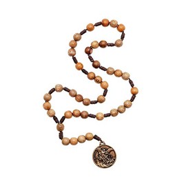 Intercession St Michael Sacred Handmade Solid Wood Chaplet (Large - Works as a necklace)