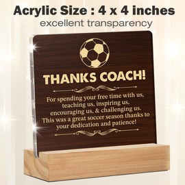 Best Soccer Coach Gifts for Men Women Appreciation Gifts for Soccer Coach, Thanks Coach Soccer Acrylic Desk Plaque Sign Keepsake 4 x 4 Inches