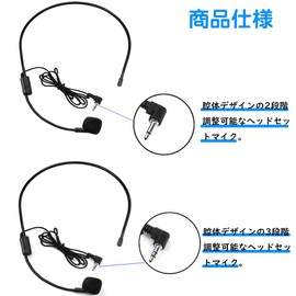 Samcos Clip Microphone 3.5mm Head Mount Set of 2 Headset Microphone Kit Wired Mini Condenser Microphone for Meetings, Promotions, Education, Lectures, Wired Type, Loudspeaker Compatible