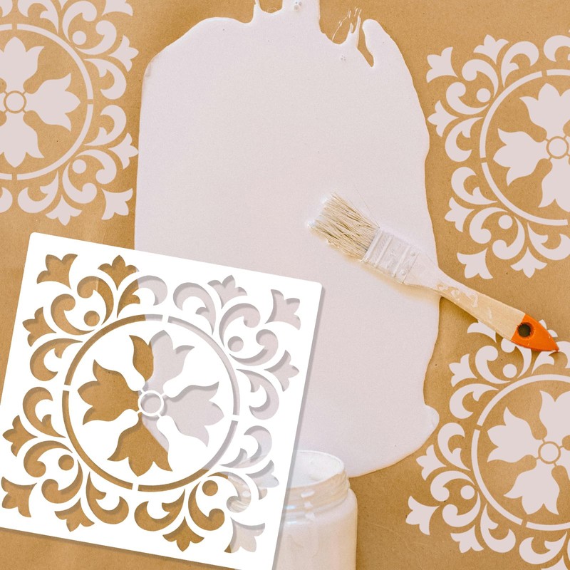 9-Pack Reusable Wall Floor Tile Stencils 8x8 Inches Spanish Stencils