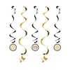 Creative Converting Black and Gold Personalize Hanging Swirl Decorations