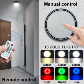 KANESIKI Battery Operated Ceiling Light, Wireless Shower Light with Timer, Color Changing Mood Lighting, Dimmable RGB Night Light for Hallway Pantry Closet Bedroom Bathroom Tub, 5.4"