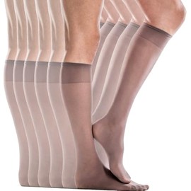 Silkies Ultra Knee Hi's with Energizing Support (6 Pair Pack) - Queen Size - Taupe