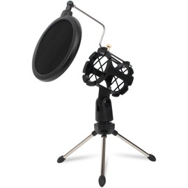 Depusheng Adjustable Studio Condenser Stand Desktop Tripod for Microphone Microphone Holder with Windshield Filter Cover
