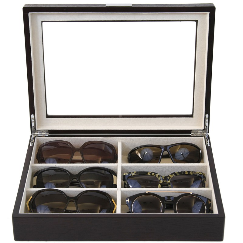 Tech Swiss Sunglasses Eyeglasses Storage Display Case 6 XL Compartments