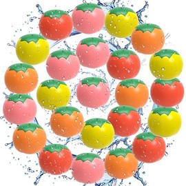 Tomato-Shaped Reusable Water Balloons - 24-Pack Silicone, Self-Sealing, Quick-Fill, Eco-Friendly, Fun for Kids & Adults, Ideal for Pool & Beach - AMTIFO