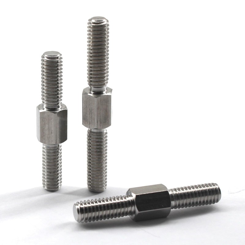 (6 Pieces) M6x100mm Hex Double End Threaded Stud With Right
