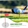 BIUDECO 1set Thickened Golf Hole Cup Flag Stainless Steel and