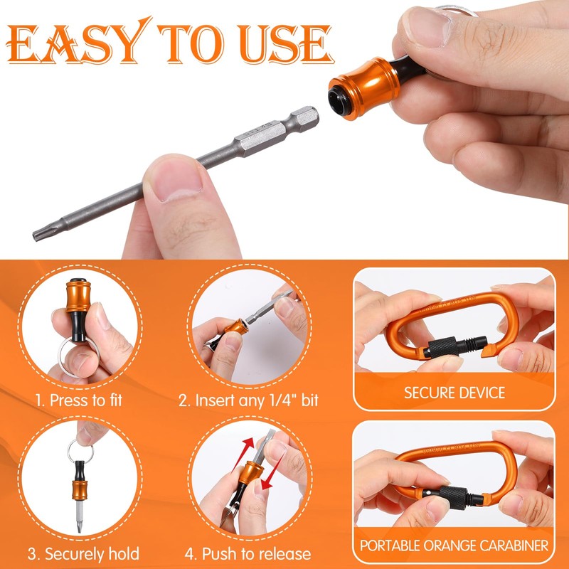 Threlaco 36 Pcs Bit Holder Keychain, 1/4 3/8 1/2 Socket