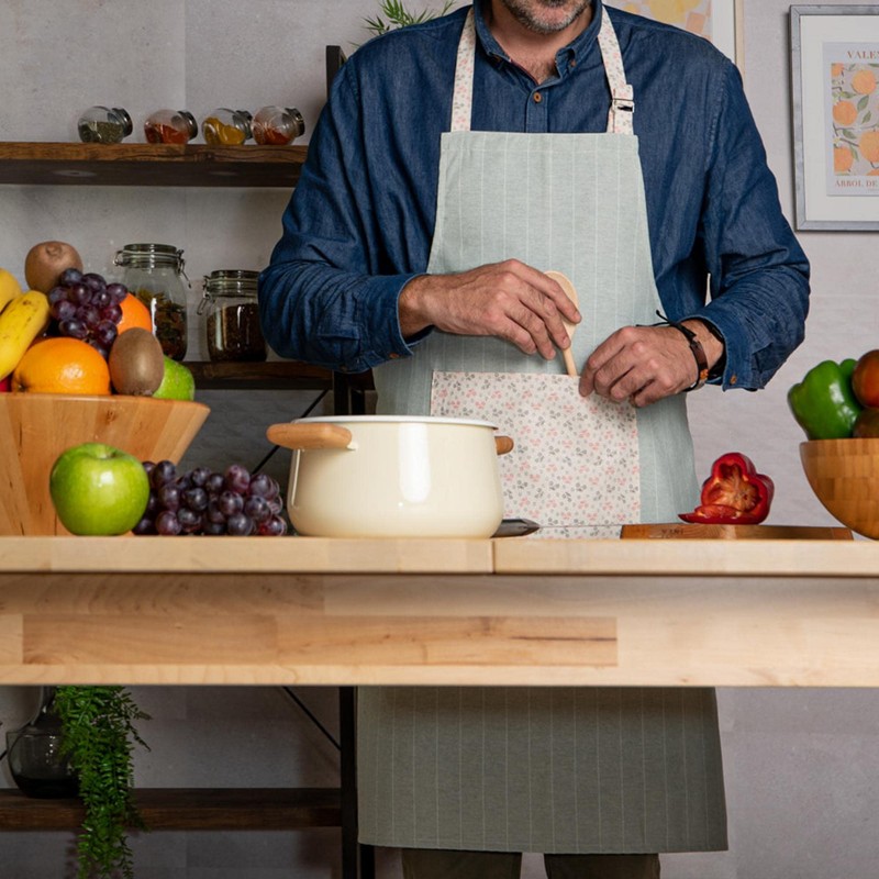 Sancarlos Recycled Noma Kitchen Apron with Pocket, Green, Cotton Material