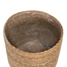 DARO DEKO Seagrass Basket Round Natural Diameter 31 x 29 cm with Insert Flower Pot Braided Storage Basket Over Pot Flower Basket