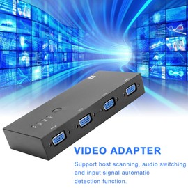 500MHZ 4 in 1 VGA Video Converter VGA Switcher 4 Port HDTV Video Converter 4 Port Computer Switcher, to USB Converter AV S-Video to VGA Converter Box for PC/Laptop/Projector