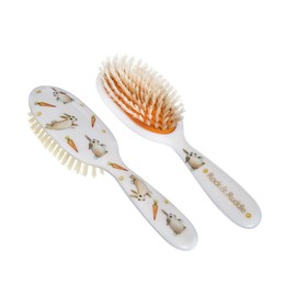 Rock & Ruddle Soft White Natural Boar Bristle Hairbrush for Babies and Young Children. Perfect for Fine Hair Detangling and Smoothing. Little Rabbits Design, Small