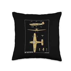 Messerschmitt Bf 108 Taifun WW2 German Plane Diagram Throw Pillow