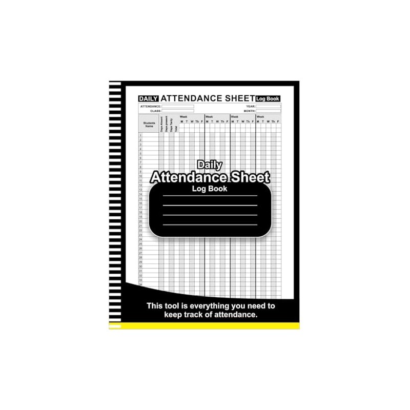 Attendance Book: Attendance Tracking Chart for Teachers, Employees, Staff -