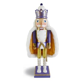 Nutcracker Ballet Gifts, Nutcracker Christmas Ornaments, Wooden Figure Decoration with Rose Gold Glitter Uniform for Holiday Home Decor, 15 Inch, White Nutcracker King Style 3