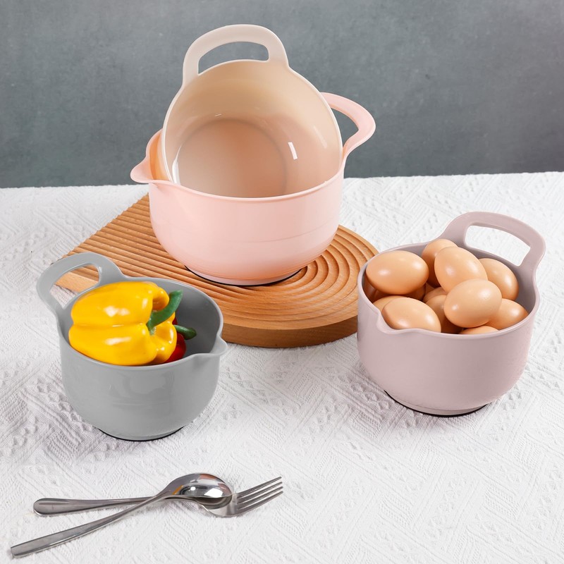 BoxedHome Nesting Plastic Mixing Bowl Set with Pour Spouts and