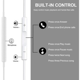 USB C Headphones Pack of 3, Type C Wired Earbuds, in-Ear Headphones with Microphone Noise Canceling Stereo (TPC-White)