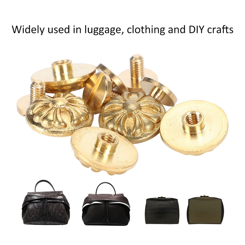 10 Sets Rivets Studs Screw 13mm Chrysanthemum Leathercraft Button Decoration