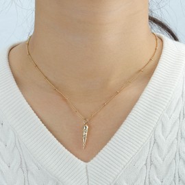 Joacii 14K Gold Plated Evil Eye Pendant Necklace for Women Lightweight Thin Cubic Zirconia Stars Drop Bead Chain Choker Not Tarnish, Stainless Steel