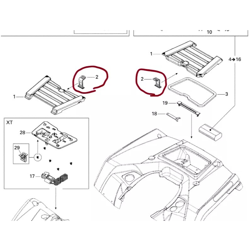 CAN-AM OUTLANDER ATV STORAGE TRAY COMPARTMENT FRONT / REAR RUBBER