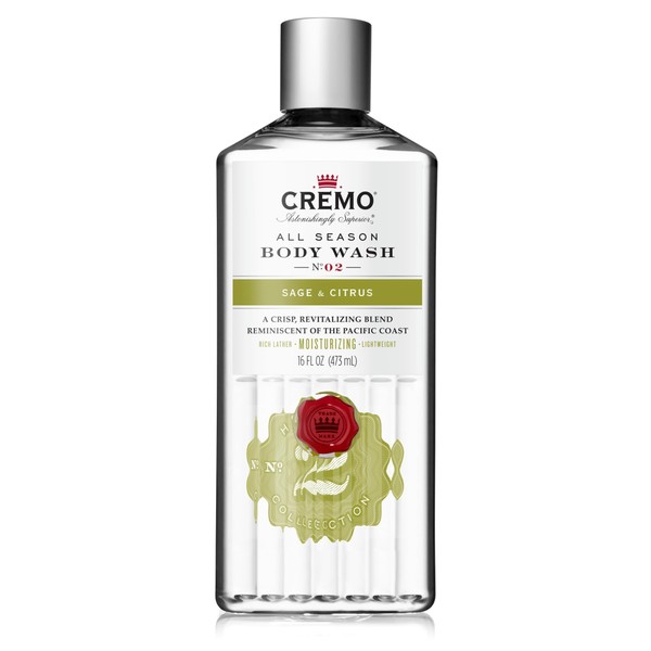 CREMO - Moisturising Body Wash for Men | Revitalising Shower Gel with Sage & Citrus Fruits | 473 ml