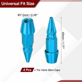 PATIKIL Spiked Shape Tire Valve Stem Caps 45 MM, 4 Pcs Aluminum Alloy Car Wheel Valve Cap Universal Dustproof Tire Valve Covers for Car Bike Motorcycle Truck, Sky Blue