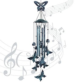 Yiiwinwy Butterfly Wind Chimes for Outside Large Aluminum Tubes Wind Chimes Outdoor Decorations for Patio, Garden, Porch, Memorial Butterfly Wind Bells Gift