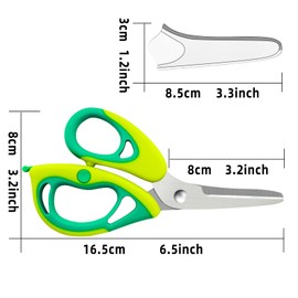 KUONIIY Baby Food Scissors,Healthy Portable Cute Kitchen Scissors with Dust Cover and Storage Travel Case