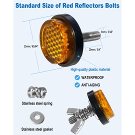 NJNYLLC Motorcycle License Plate Frame with Yellow Reflectors Bolts and Nuts, Black Stainless Steel Tag Plate Holder Bracket Kit for Motorbike